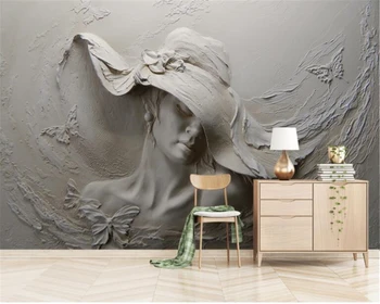 Beibehang Užsakymą Tapetai 3D Iškilumo Pilka Grožio Tapybos Šiuolaikinio Abstraktaus Meno Sienos Freskos Gyvenimo Kambario, Miegamasis 3d Tapetai
