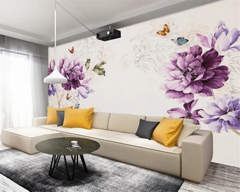 Beibehang Užsakymą tapetai gražus švieži rankomis dažyti gėlių aliejaus tapybai gyvenamasis kambarys su sofa-freskos fone sienos 3d tapetai