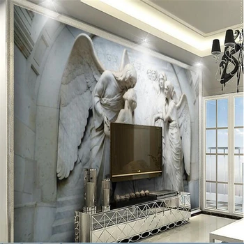 Beibehang Užsakymą tapetai HD Europos 3D trimatis reljefo klasikinės religinės duomenys Angelas freskos kambarį backgroun