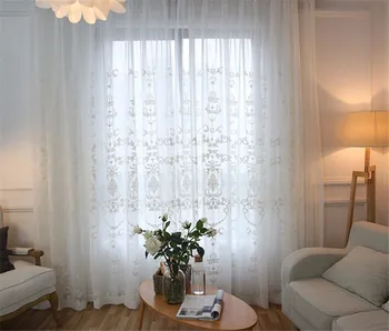 BHD pritaikytus linija išsiuvinėti vien tiulis užuolaidų gyvenimo kambario, miegamasis baltos spalvos vienspalviai voile užuolaidos audinio užuolaidos langą