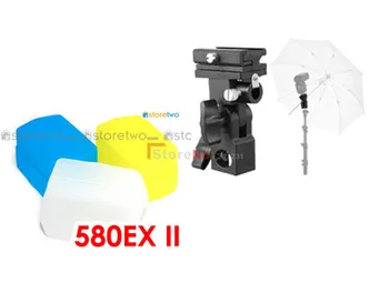 Blykstės Stovas Laikiklis B + 580EX Blykstės Difuzorių Softbox fotoaparato Blykstė Batų Swivel Šviesos Skėtis Turėtojo fo YONGNUO YN-560 YN560
