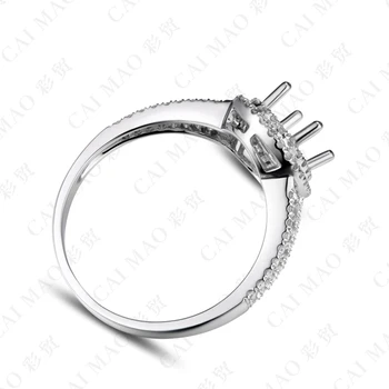 CaiMao Ovalo supjaustyti Pusiau Kalno Žiedas Parametrai &0.35 ct Deimantų 18k Balto Aukso Akmuo Sužadėtuvių Žiedas Fine Jewelry