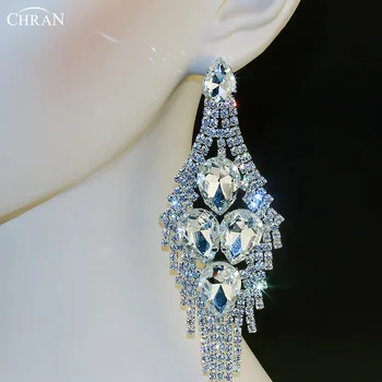 CHRAN Prabanga Perdėti Putojantis kalnų krištolas Vestuvės Juvelyrika Crystal Itin Ilgai Kutas Tabaluoti Didelis Lašas Auskarai Moterims