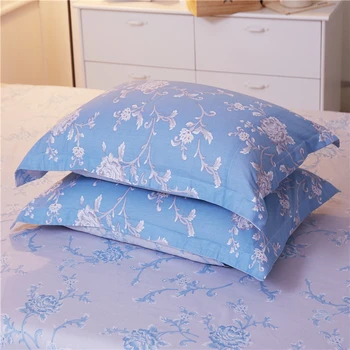 Comwarm Cotton 4PCS Soft Bedding Sets Floral Printing Grey Blue Color BedclothesBeautiful Flowers Duvet Cover Set couette
