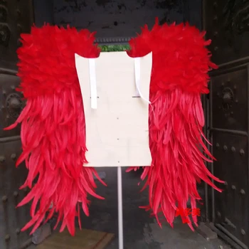 COS Kostiumas prabangus raudonos žąsies plunksnos sparnų Automobilių Parodoje etapo rezultatus Podiumo šou Rodo fotografavimo rekvizitai