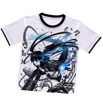 Cosplay vasaros Black Rock Shooter T-shirt anime trumparankoviai marškinėliai
