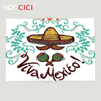 Custom Minkštos Vilnos Mesti Antklodę Meksikos Papuošalų Kolekcija Meksikos Stiliaus Eskizas Gėlių Ornamentu Tipografijos Dekoravimo