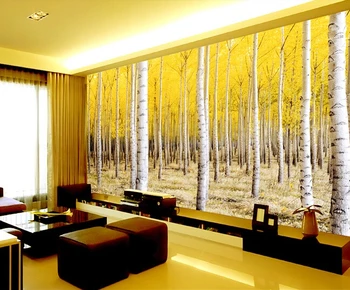 Custom pobūdžio sienos freskos, beržų, miško peizažas sėdint kambarį, miegamąjį, TV, sienos natūralių medžiagų papel DE parede