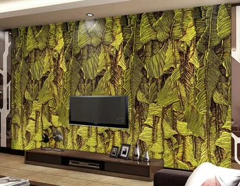 Custom retro tapetai,Bananų lapų spalva,drožyba, 3D kraštovaizdis gyvenimo kambario, miegamasis restoranas sienų apmušalai atsparus vandeniui