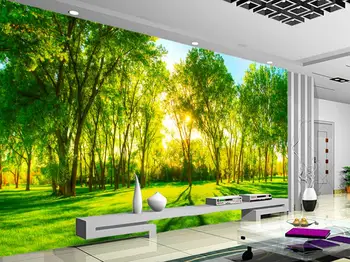 Custom Saulės miškų, pievų aplinkosaugos tema kraštovaizdžio tapetai, 3d freskos už kambarį