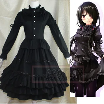 Data Gyventi Tokisaki Kurumi Black Lolita Dress Dienos aprangą Cosplay Kostiumas