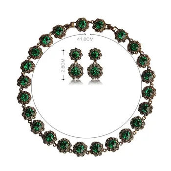 Derliaus Prabangus Karoliai, Auskarai, Papuošalų Rinkiniai Išskirtinį kalnų krištolas Antikos Aukso Spalva Crystal Noble Jewelry Moterų Suknelė