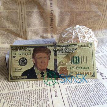 DHL Didmeninė 100vnt/daug Naujų Amerikoje Pirmininkas Donald Trump JAV Doleris Aukso Banknotų Rinkinys 1000 jav DOLERIŲ Banknotai, Aukso Folija Sąskaitą