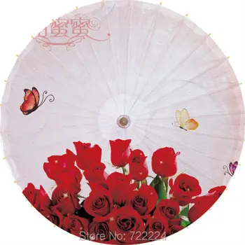 Dia 84cm amatų rankų darbo skėtis su raudonų rožių vandeniui rekvizitai valentino diena meilužis apdailos dovana alyvuotas popieriaus skėtis