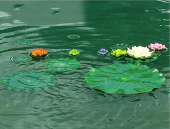 Dia apie 10cm Dirbtinis EVA Lotus Lapų Žaliųjų Augalų, Gėlių Ornamentu Sodo Vandens Baseinas Dekoro Nemokamas Pristatymas