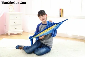 Didelis 100cm mėlynasis tunas, pliušinis žaislas, minkšti lėlės mesti pagalvę gimtadienio dovana h2031
