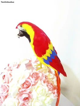Didelis 42cm spalvinga raudonos plunksnos papūga paukštis sunkiai modelis prop,sodo namų dekoravimo, dovanų s1393