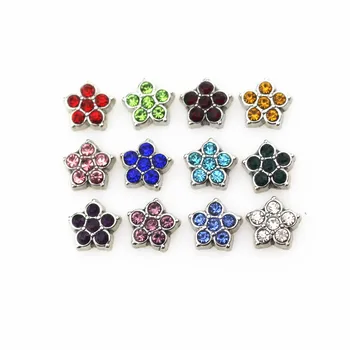 Didmeninė 120pcs/daug Sumaišykite 12 spalvų kristalų gėlių plūduriuojantis pakabukai birthstone žavesio gyvenimo stiklo atminties lockets 