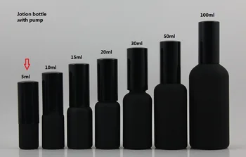 Didmeninė tuščias 100vnt stiklo black frost 5 ml mini losjonas butelis su juodu aliuminio siurblys, mažų 5ml kosmetikos stiklo butelis