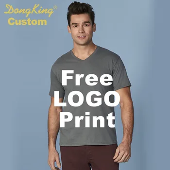 DongKing Custom Print V Neck T shirt Suaugusiųjų Medvilnės Atsitiktinis Užsakymą Asmeninį Spausdinimo Komanda Pavardė, T-Marškinėliai, Pusiau Įrengtas, 5 spalvų