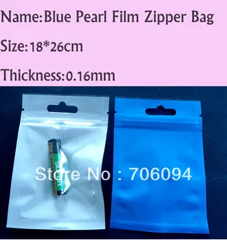 Dydis:22*30 cm,100vnt/daug,Pearl Blue Užtrauktukas Plastikinis maišelis su Drugelio hole/euro skylę,Pearl kino Plastikinį maišą,Užtrauktukas Paketas Krepšys
