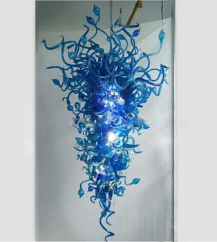 Europos Stiliaus Didelis Pramonės Mėlyno Stiklo Krištolo Sietynas, LED Lemputės Didelis Kabantys Šviestuvai