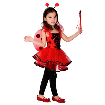 Fantasia Merginos Helovinas Vaikams Raudona Mielas Biedronka Kostiumas Rinkinys Princess Šokių Sijonas Boružė Vaikų Suknelė Partijos Veiklos Rinkinys
