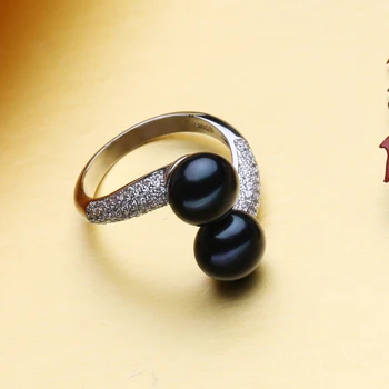 FENASY Perlų Papuošalai,natūralūs dvigubi Pearl žiedai,vestuviniai žiedai už moterų,Dalyvavimą Papuošalai moterų žiedas Kalėdų dovana