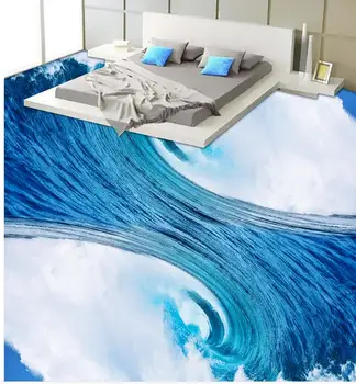 Foto tapetai, grindų 3d stereoskopinis Gražus bangos Miegamasis 3D PVC Grindų vandeniui grindų Namų Puošybai