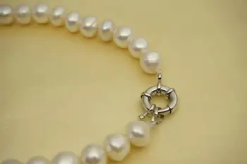 Gamtos Balta Perlų Papuošalai Rankų darbo, Nekilnojamojo Gėlavandenių Perlų Vėrinį 10-11mm 45cm Mados Motinos Juvelyriniai dirbiniai