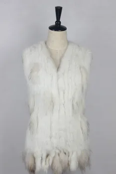 Gamyklos tiesioginės rudenį ir žiemą šiltas nekilnojamojo triušio kailio liemenę moterų Europos stiliaus kailinius, kailis triušio plaukų audimo vest w1987