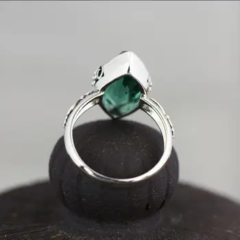 GQTORCH Paprastas Elegantiškas Smaragdas Iškirpti Kristalų Žiedai Moterims 925 Sterlingas Sidabro Natūralus Akmuo Fine Jewelry Aneis Feminino
