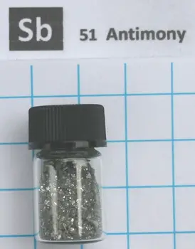 Grynas Chromas Metalo Elementas 51 sample 10g 99,99% kristalai, pažymėtą stiklo buteliukas