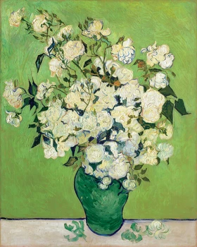 Gėlių drobė spausdina sielovados plakatas namų puošybai nuotraukas white rose vaza, Vincent Van Gogh drobė spausdina nemokamas pristatymas