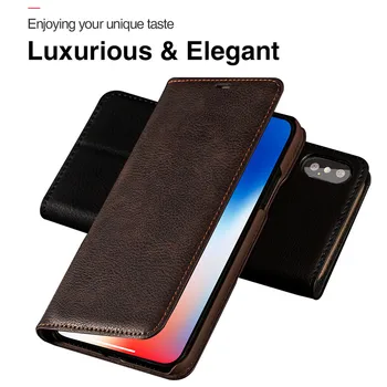 Hand Made for iphone 7 8 Plus case iphone 6 6s Plus Leather Cover Flip Case Luxury iphone X Kickstand Wallet Phone Card Case
