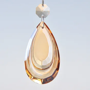 H&D Šampano Lempos Prizmės Dalys vandens lašelius Šviestuvo Formos Stiklo Kristalai Kabinti Lašai Karolius, 63mm Paketas 5