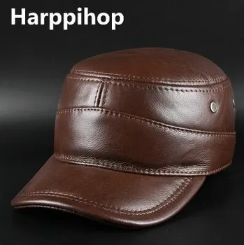 Harppihop Vyrų originali odinė beisbolo kepuraitę nauja žiemą šiltas nekilnojamojo karvės odos kepurės skrybėlės