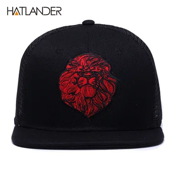 [HATLANDER]Originalus juodas beisbolo kepuraites berniukų, mergaičių vasaros saulės, skrybėlės, siuvinėjimo liūtas akių snapbacks hip-hop kaulų sunkvežimio vairuotojas hat