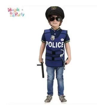 Helovinas Žaidimas Rodo šalies Policininkas vaikas berniukas Policijos Cosplay Policijos Liemenę, Mielas BERNIUKAS Vaikai Naudingumo Drabužiai