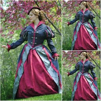 HistoricalR-197 19 a. Senovinių kostiumų 1860 M Viktorijos Lolita/pilietinio Karo Pietų Belle Kamuolys Helovinas Visos suknelės dydis