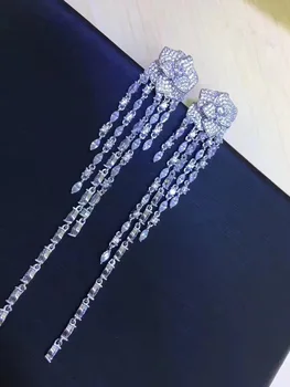 Ilgi kutai earrling aukščiausios kokybės 925 sterlingas sidabro su kubinis cirkonis gėlių lašas auskarai mados moterų jewely nemokamas pristatymas