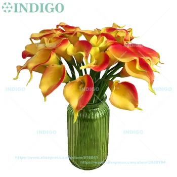 INDIGO - 32pcs Spalvinga Calla Lily - Mini Dydis PU Nekilnojamojo Touch Calla Namų Dekoratyvinis Dirbtinis Vestuvių Gėlių Šalies Nemokamas Pristatymas