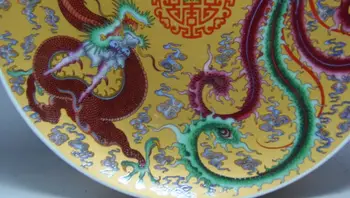 Išskirtinį Kinijos Dekoratyvinis rankų tapybos Porceliano Dragon Phoenix Plokštė