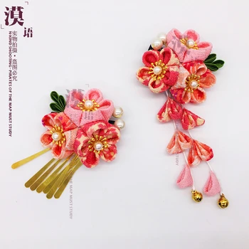 Japonijos Audinio Gėlės Apdangalai, Tradicinio Stiliaus, Rankų Darbo Vyšnių Žiedų Kimono Aksesuarai, Šukuosena Klasikinis Kietas
