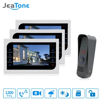 JeaTone 10 colių TFT LCD Duris Telefonas, Vaizdo Doorbell Sistemos infraraudonųjų SPINDULIŲ Naktinio Matymo Kamera Vaizdo Domofonas Namo Butą Įrašas Rinkinys 3v1