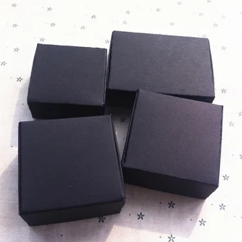 Juodo Popieriaus Langelį Jewelelry Dovana 20pcs/lot 5.5x5.5x2.5cm Juodos spalvos popierinė Dėžutė Pakuotės, Dėžutės Vestuvių Karamelinis Pyragas 