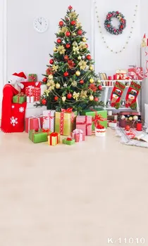 Kalėdų fono nuotrauka 10x20ft (apie 3x6m) Skaitmeninis Foto Fonas Vinilo Audiniu Kalėdų Eglutės Ir Dovanų Baby Fone