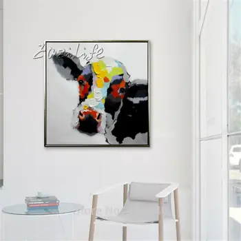 Karvė Naftos tapyba Ant Drobės, Sienos Nuotraukas Paveikslų Gyvenimo Kambario Sienos Meno Drobė plattle peilis šiuolaikinio abstraktaus rankomis dažyti 17