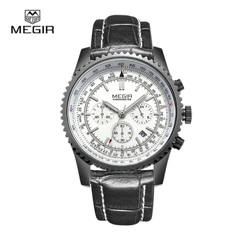 Karšto Megir laisvalaikio prekės vyrų kvarciniai laikrodžiai šviečiantys sustoti žiūrėti žmogui analoginis riešo laikrodis su kalendoriumi vyrų 2009 nemokamas pristatymas