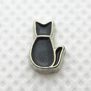 Karšto pardavimo 100vnt/daug juoda katė plūduriuojantis pakabukai gyvenimo stiklo atminties plūduriuojantis pakabukas apranga 